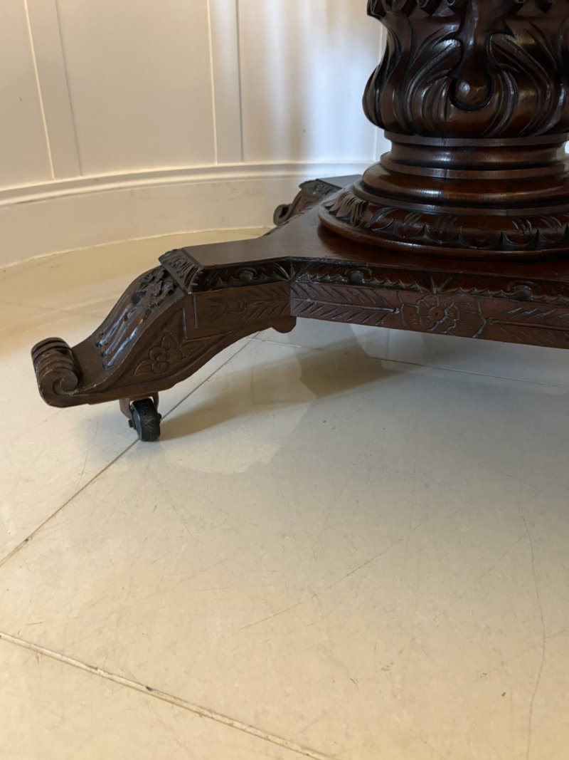 Superb Quality Large Antique Victorian Carved Oak Centre/Dining Table - Image 14